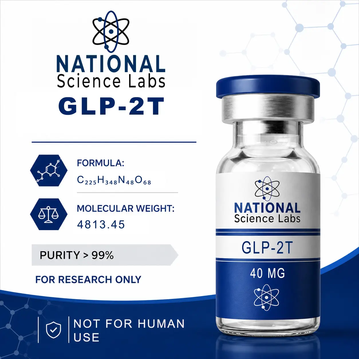 Metabolic peptides GLP2-T research vial for dual incretin studies