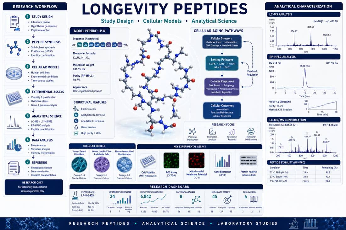 Longevity peptides study design research dashboard