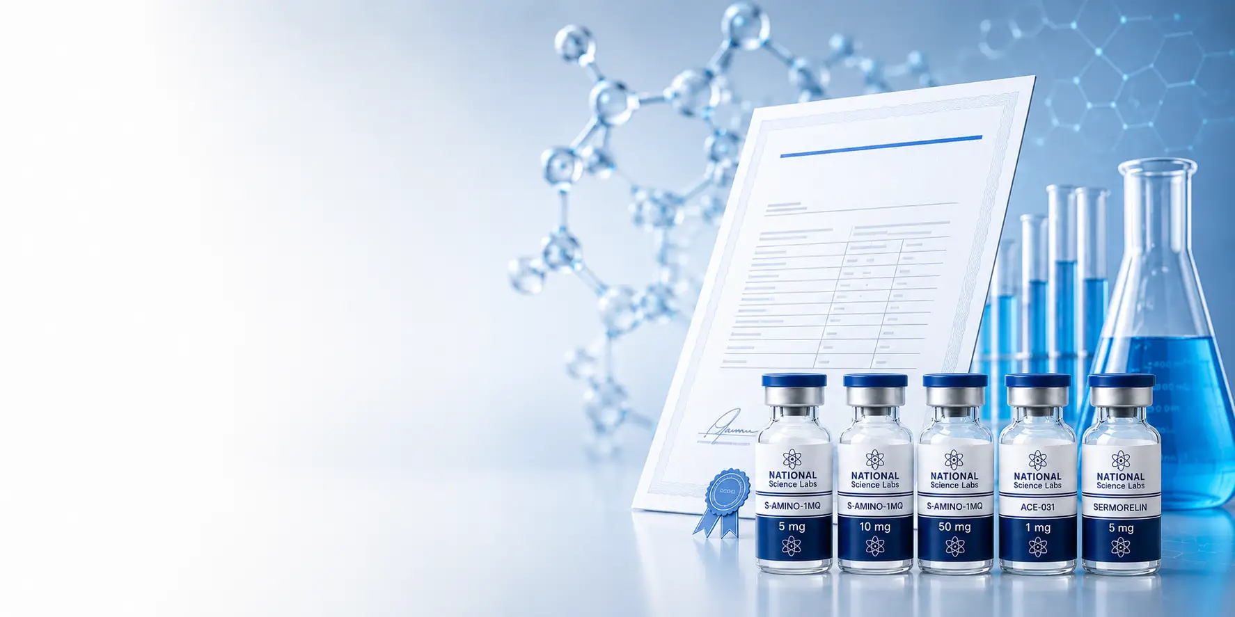 Certificate of analysis documents used when verifying SNAP-8 peptide research lots